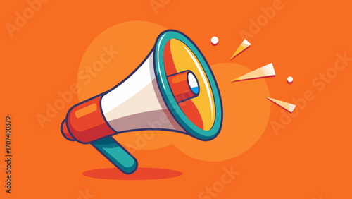 Vector art of cartoon megaphone on orange background for announcement and promotion
