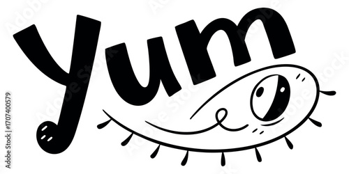 Playful Yum Word Art with Winking Eye