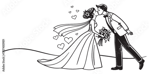 Bride and Groom Kissing
