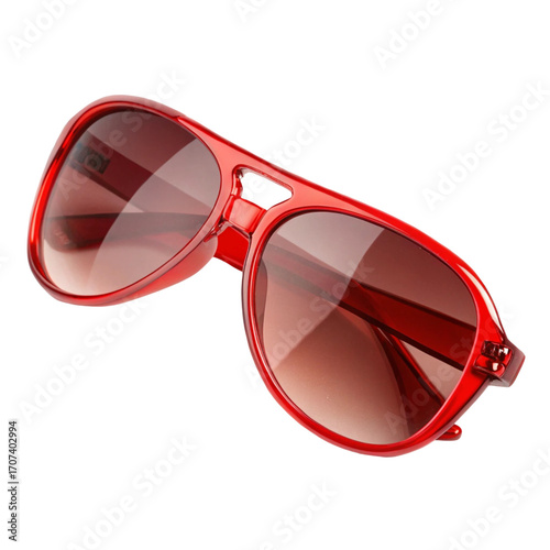 Red disco sunglasses isolated on transparent background  
