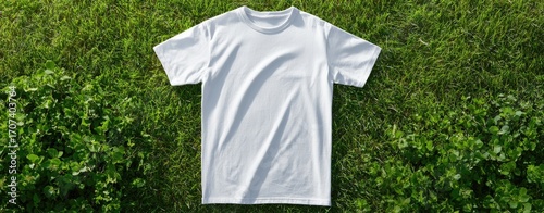 Blank white t-shirt on grass (1)