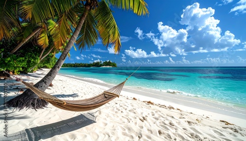 Wallpaper Mural Tropical beach paradise with hammock Torontodigital.ca