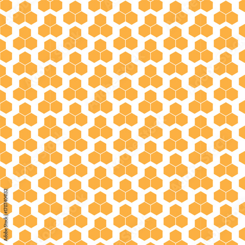 Orange hexagon seamless pattern with white background