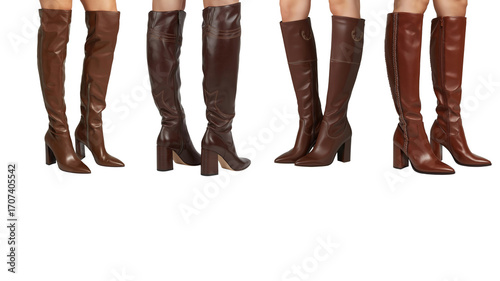 Brown leather boots on transparent background png