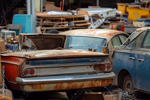 Wallpaper Mural Rusty vintage car in a junkyard Torontodigital.ca