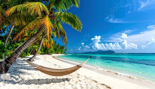 Wallpaper Mural Tropical beach scene with a hammock Torontodigital.ca