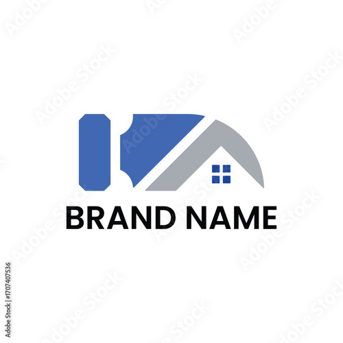 Hammer and House Construction Logo