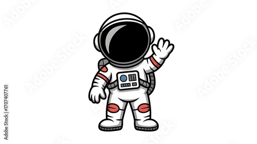 Wallpaper Mural Friendly Astronaut Waving Cartoon Illustration. Torontodigital.ca
