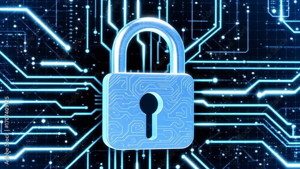 Cadenas numérique sur un circuit imprimé lumineux.