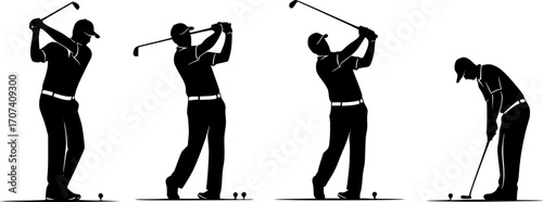 Golf player playing silhouette