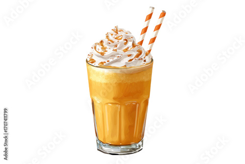 Pumpkin Spice milkshake transparent PNG, isolated 