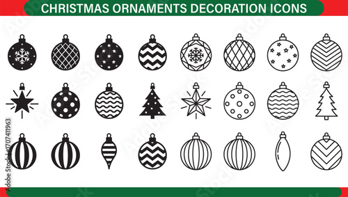 Christmas Holiday Tree Ornaments Decoration Icons
