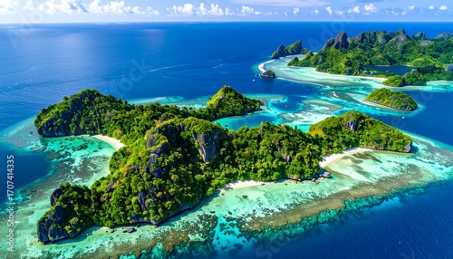 Wallpaper Mural Tropical islands, vibrant ocean, lush vegetation Torontodigital.ca