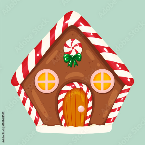 Gingerbread House with Candy Illustration