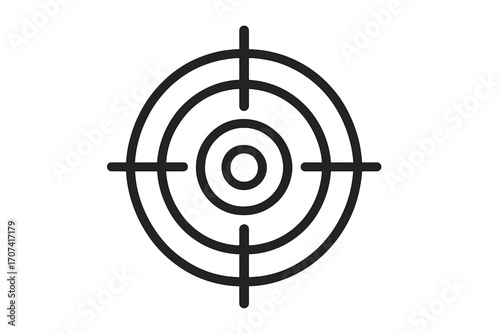 Target icon, aim symbol for business goal achievement. Simple crosshair for focus, marketing strategy, and success. Vector bullseye illustration for accuracy and precision.