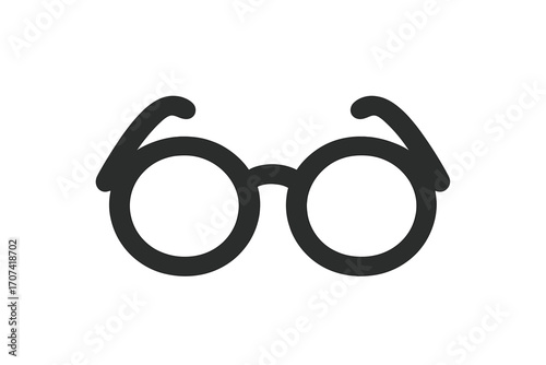 Eyeglasses vector icon. Round glasses symbol. Vision and sight concept. Geek, nerd or hipster style. Retro vintage fashion. Optical spectacles illustration. Smart accessory.