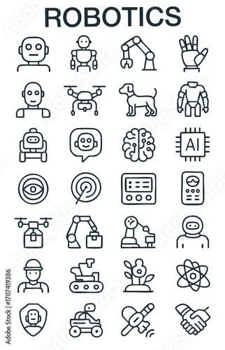 Robotics & Artificial Intelligence Line Icons