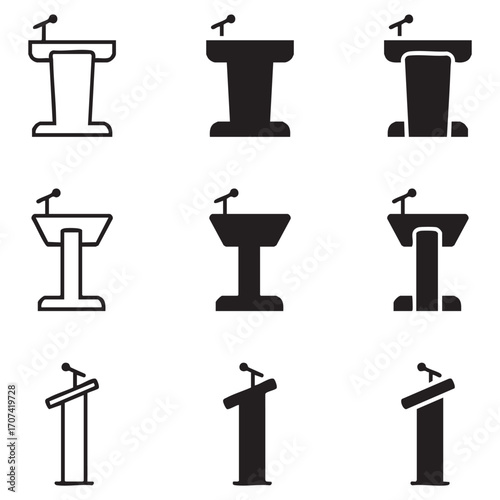 Podium icon set, tribune icon vector illustration
