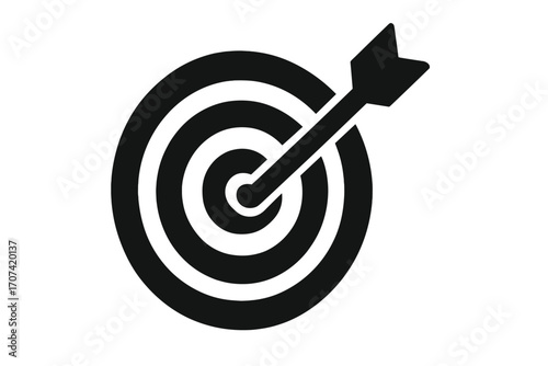 Target with an arrow hitting the bullseye. Business success, goal achievement, and objective concept. Metaphor for focus, accuracy, and marketing strategy. Precision icon.