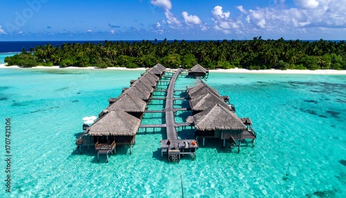 Wallpaper Mural Tropical overwater bungalows on a pristine island Torontodigital.ca