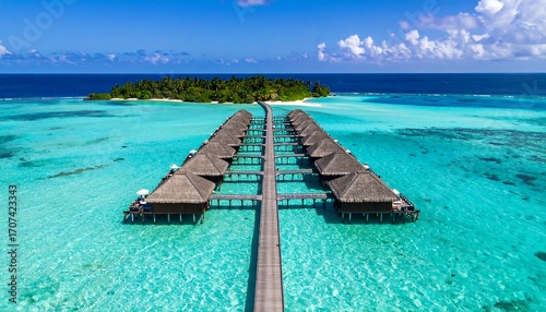 Wallpaper Mural Tropical overwater bungalows on a secluded island Torontodigital.ca