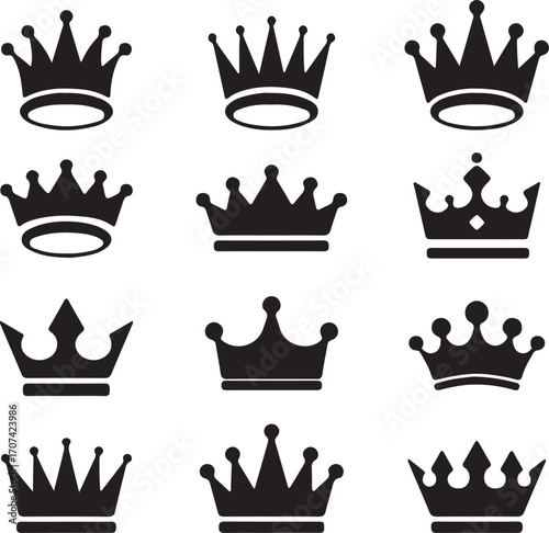 Crown icon set different shapes crown set vector
