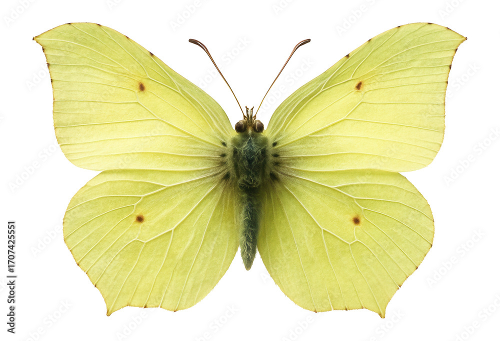 Fototapeta premium Common brimstone butterfly with pale yellow wings