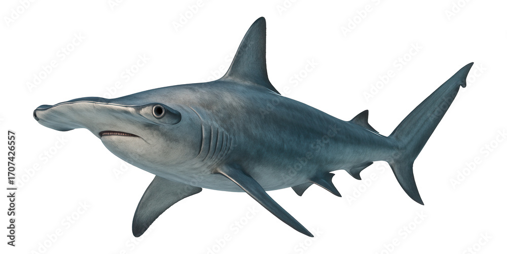 Fototapeta premium Hammerhead shark with distinctive hammer-shaped head