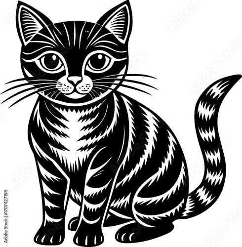 black and white cat vector