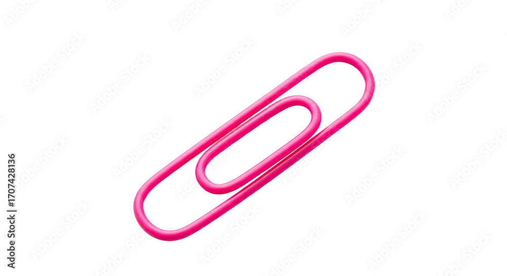 Pink paperclip on white background. Pink paperclip on white background.
