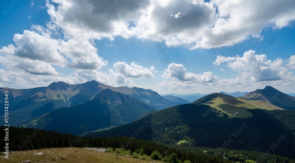 Naklejka premium mountain landscape with clouds