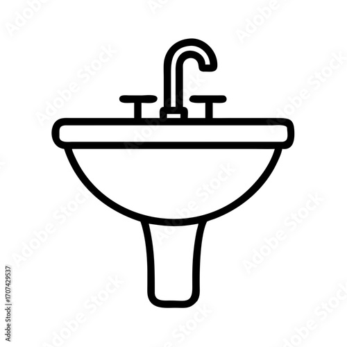 Bathroom Sink With Faucet Icon For Web And Graphic Design