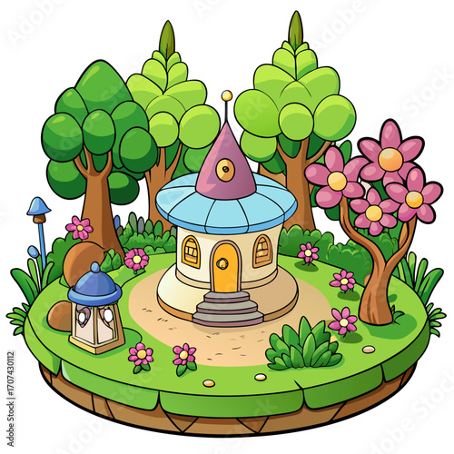 Fairy Garden Flowers & Trees Transparent Vector Fantasy