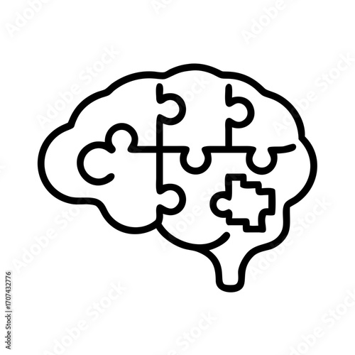 Brain With Puzzle Pieces Psychology Concept Icon For Web And Graphic Design