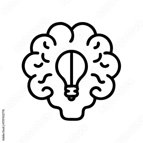 Brain Idea With Light Bulb Innovation Icon For Web And Graphic Design