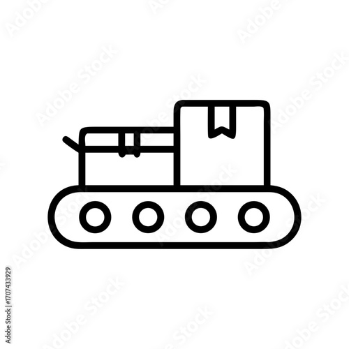 Conveyor Belt With Packaged Goods Icon For Web And Graphic Design