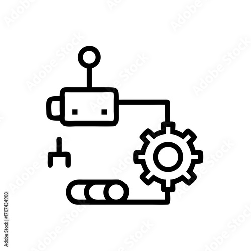 Factory Machine With Gear System Icon For Web And Graphic Design