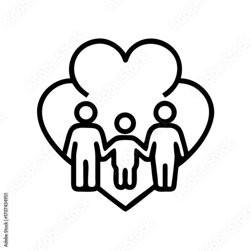 Family Health Protection With Heart Insurance Icon For Web And Graphic Design