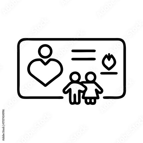 Family Health Support Insurance Card Icon For Web And Graphic Design
