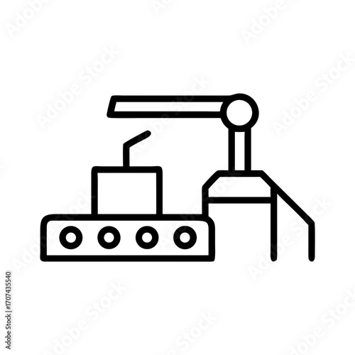 Heavy Machinery With Factory Gear Icon For Web And Graphic Design