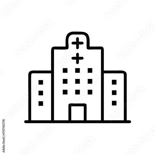 Hospital Building With Cross Insurance Coverage Icon For Web And Graphic Design