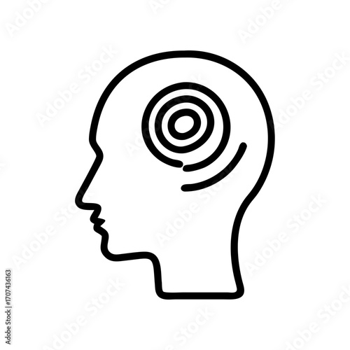 Human Head With Spiral Stress Sign Icon For Web And Graphic Design