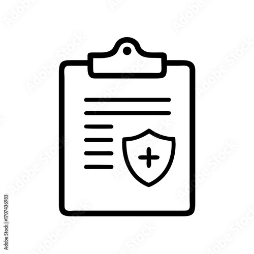 Medical Report Clipboard With Shield Icon For Web And Graphic Design