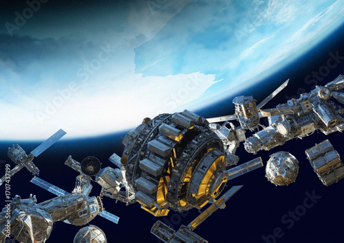 Space junk in Earth orbit, illustration