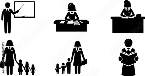 Teacher silhouettes, Teacher silhouette set