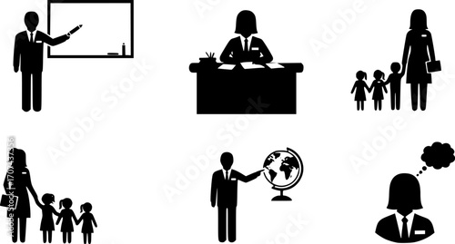 Teacher silhouettes, Teacher silhouette set