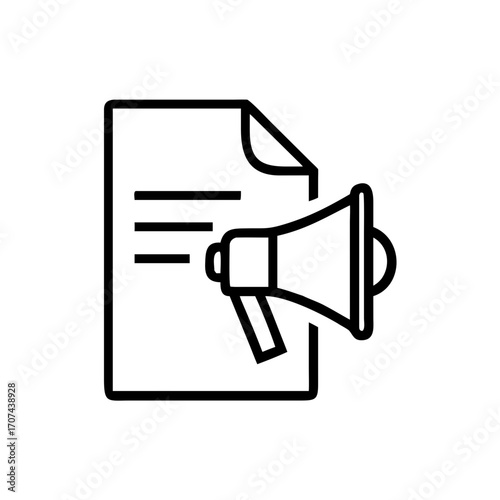 Public Relations Document With Megaphone Icon For Web And Graphic Design