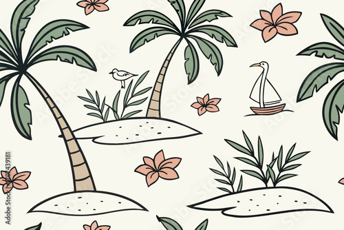 seamless pattern with palm trees