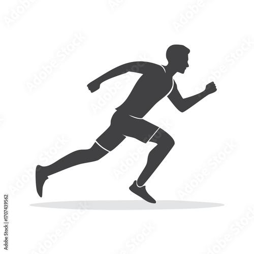Silhouette of a runner in motion, showcasing athleticism and exertion.