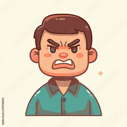 Animated Illustration Of An Angry Man Expressing Frustration With A Cartoonish Expression On A Light Background